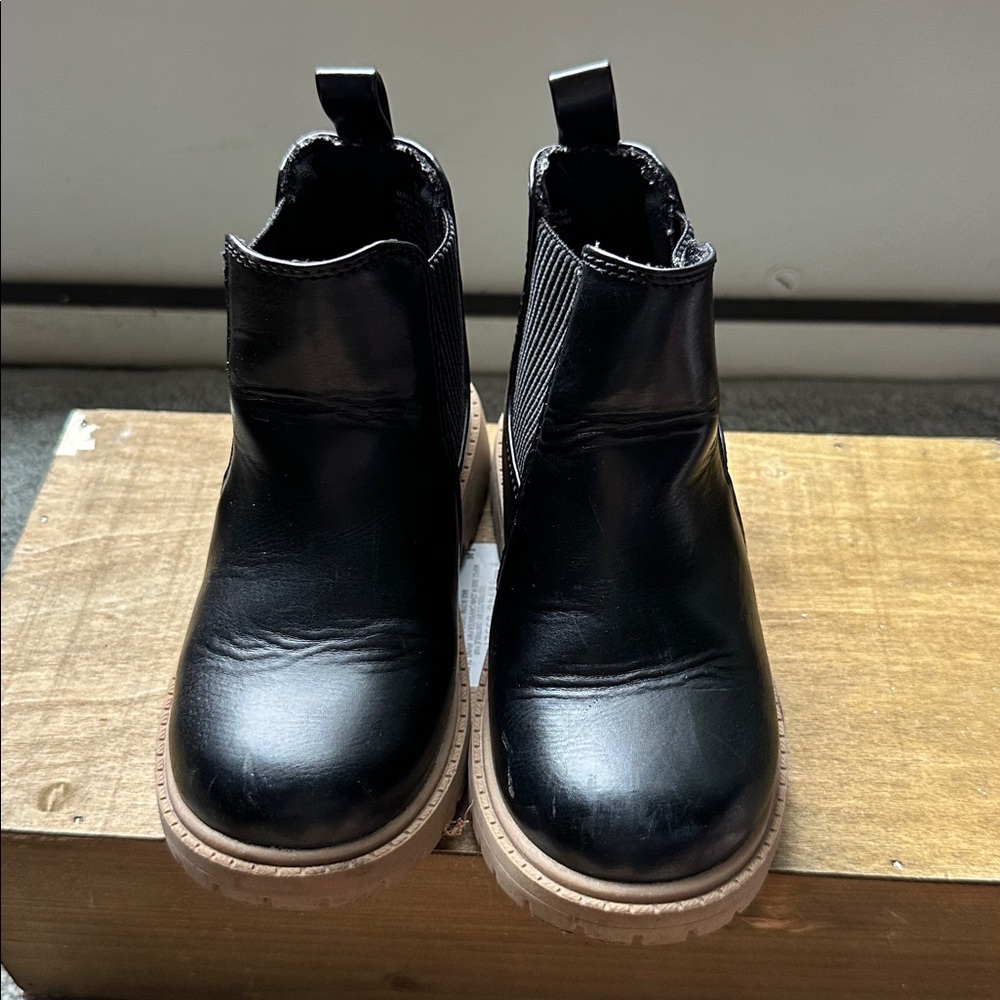 Black Ankle Boots with Tan Soles
